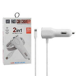 Ecobox Ładowarka samochodowa Do Iphone USB + kabel Lightning 2A Biały