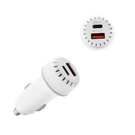 ECONOMY ŁADOWARKA SAMOCHODOWA USB+TYP-C QC3.0+PD BIAŁA  38W TR-C01