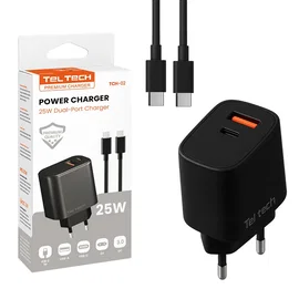 Teltech Ładowarka sieciowa 25W z kablem Typ-C 1m