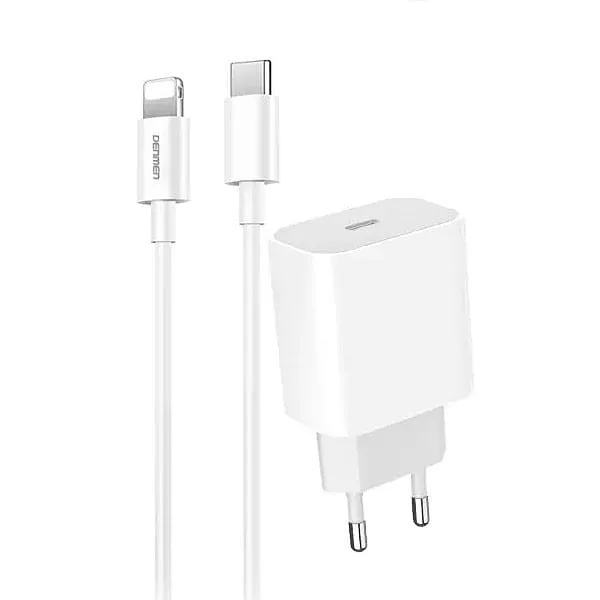 Ładowarka sieciowa DC06 TYP-C+kabel Typ-C-Lightning 3.6A 20W 1m PD DC06L