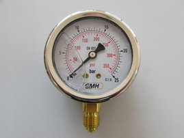 Manometr D63 0-25bar przyłącze dolne 1/4"BSP