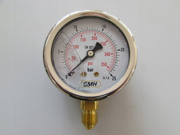 Manometr D63 0-25bar przyłącze dolne 1/4"BSP