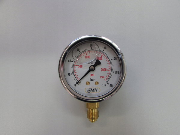 Manometr D63 0-160bar przyłącze dolne 1/4"BSP