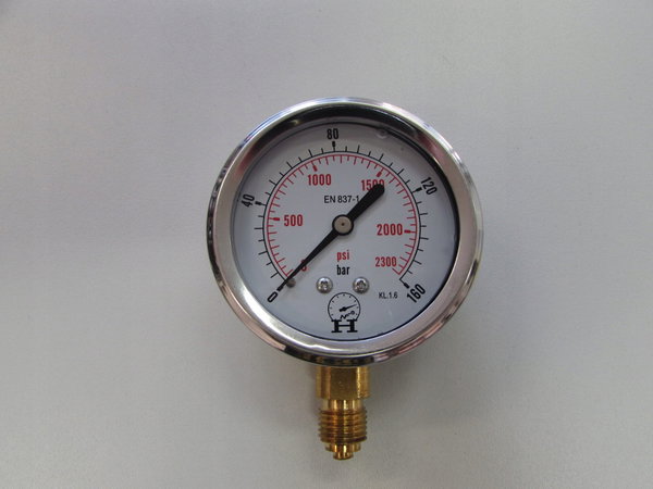 Manometr D63 0-160bar przyłącze dolne 1/4"BSP