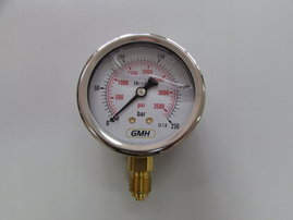 Manometr D63 0-250bar przyłącze dolne 1/4"BSP