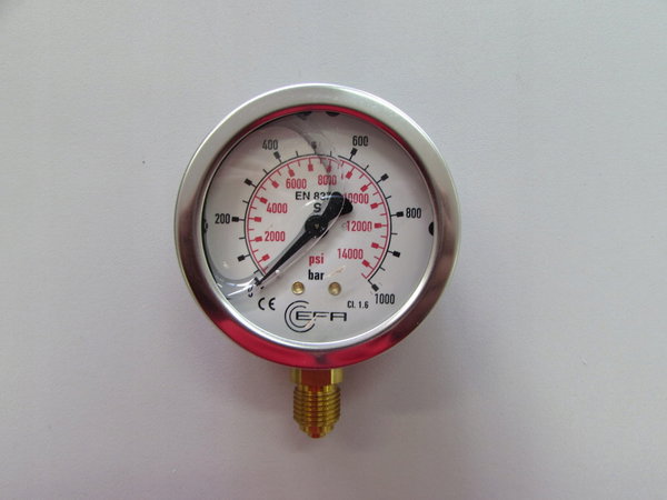 Manometr D63 0-1000bar przyłącze dolne 1/4" B