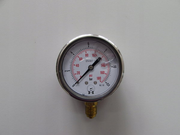 Manometr D63 0-12bar przyłącze dolne 1/4" BSP