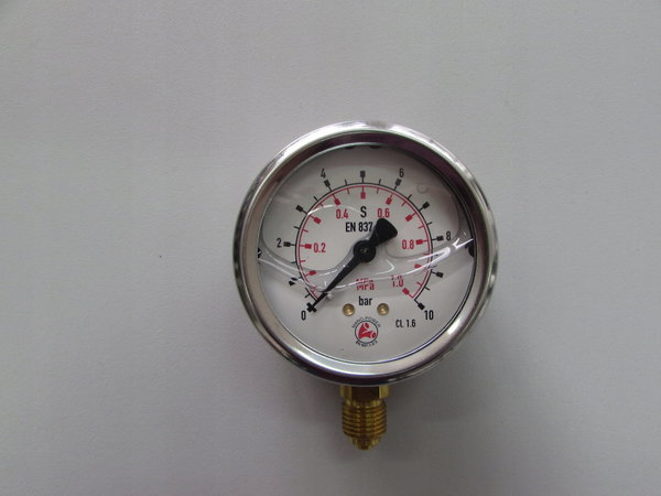 Manometr D63 0-10bar przyłącze dolne 1/4" BSP
