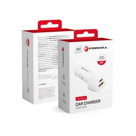 FORCELL CARBON ładowarka samochodowa Typ C 3.0 PD20W+USB QC3.0 18W 5A biała