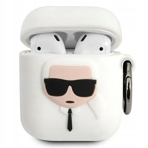 Etui Karl Lagerfeld AirPods biały Silicone Ikonik