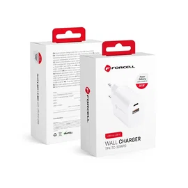 Ładowarka sieciowa Typ C + USB A PD QC4.0 3A 30W biała TFK-TC-30WPD