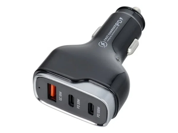 Ładowarka samochodowa USB A + 2 x Typ C PD QC3.0 3A 138W CC53-2C1A czarna