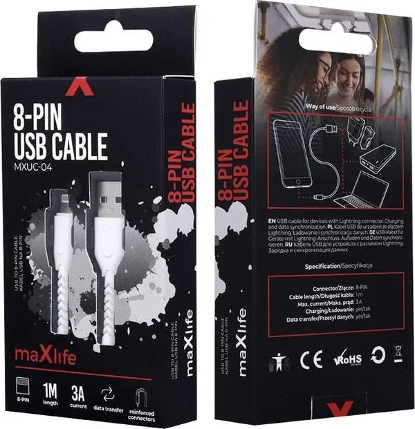 Maxlife kabel MXUC-04 USB - Lightning 1,0 m 3A biały