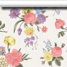 Tapeta ścienna samoprzylepna okleina meblowa vintage w kwiaty 40 x 300 cm