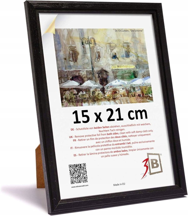 Ramka na zdjęcia ze szkłem akrylowym drewniana czarna rama 15x21cm