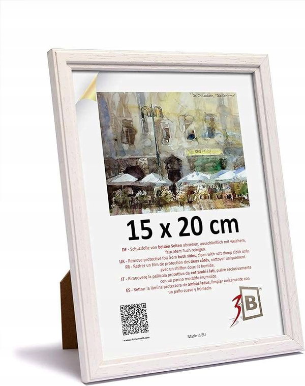 Ramka na zdjęcia certyfikat 15x20cm z podpórką drewniana biała rama
