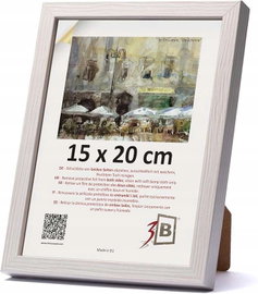 Ramka na zdjęcia ze szkłem akrylowym biała z usłojeniem drewna 15x20 cm