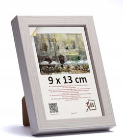 Ramka na zdjęcie ze szkłem akrylowym 9x13cm biała z rysunkiem słojów drewna