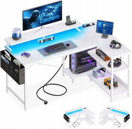 Coleshome Biurko gamingowe L 120x80 LED z USB i gniazdkami
