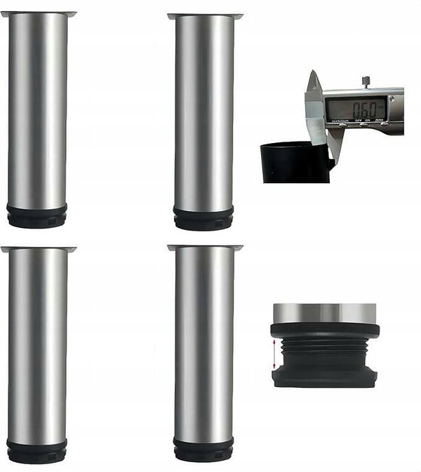 Nogi Nóżki meblowe Stopki do mebli Regulowane 100mm 4szt Srebrne