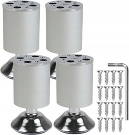 Nóżki meblowe okrągłe aluminiowe 10cm Zestaw 4 szt Kolor Srebrny