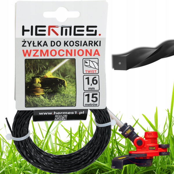 Żyłka Tnąca Do Kosy Podkaszarki Wzmocniona 1,6mm 15m Twist Czarna
