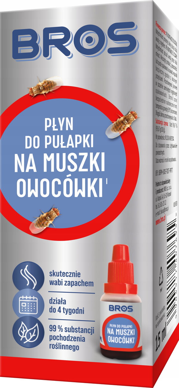 Bros Płyn do pułapki na muszki owocówki działa do 4 tygodni 15 ml