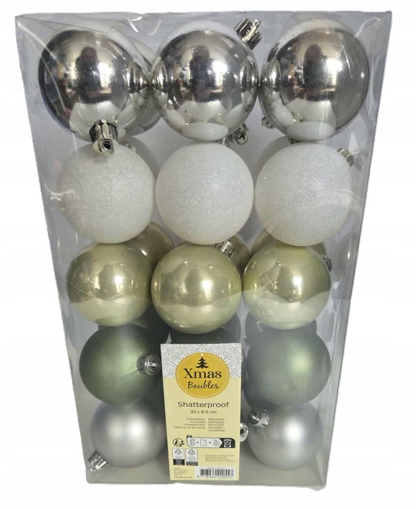 BOMBKI CHOINKOWE ZESTAW 30szt x 6cm