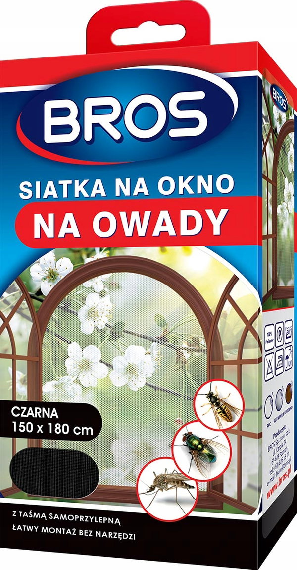 BROS siatka na okno moskitiera do okna 150x180 cm czarna