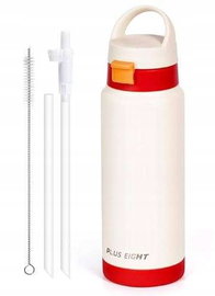 Butelka termiczna na wodę z pokrywką ze słomką bez BPA 750ml biały