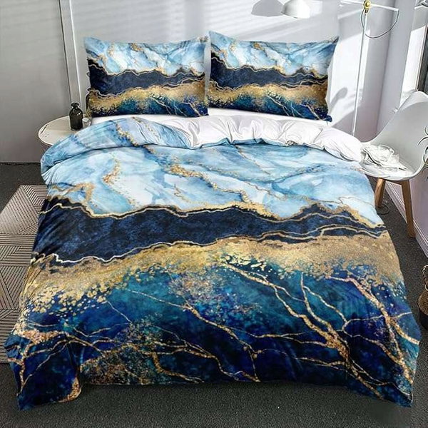 Komplet pościeli kołdra 220x240cm poszewka na poduszke 2x80x80cm marmur