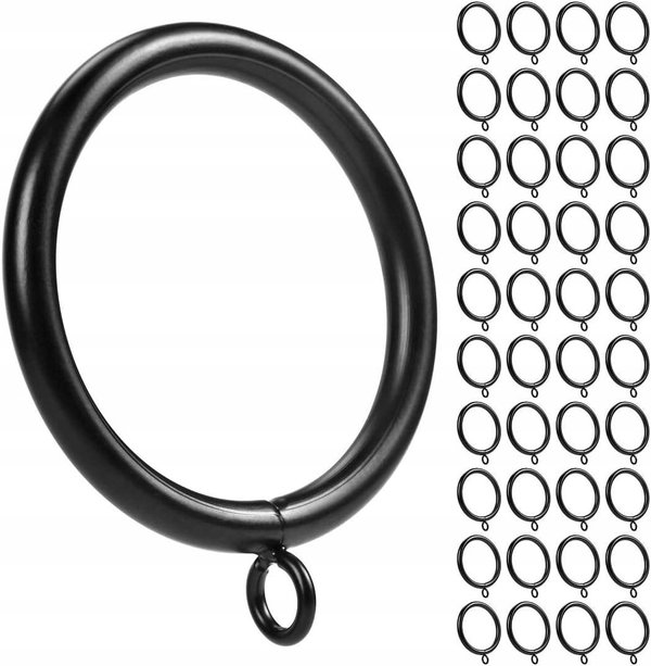 Kółka do zasłon metalowe 51mm kolor czarny zestaw 41szt