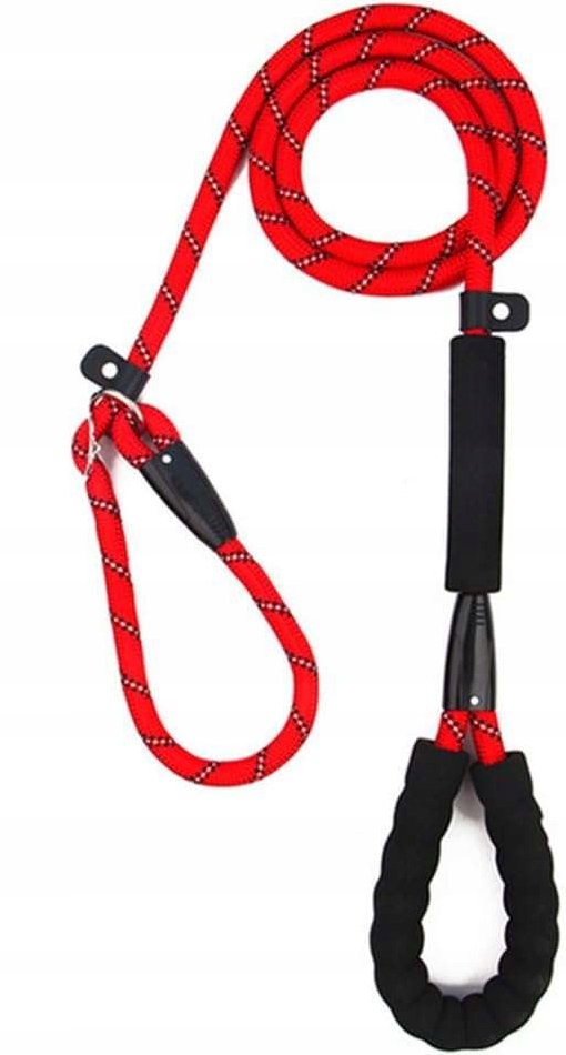 Smycz dla psa spacerowa odblaskowa czerwona 20-55kg 180cm