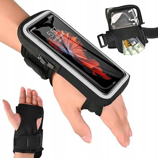 Opaska sportowa na nadgarstek na telefon z kieszenią na klucze 19x10cm