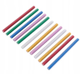 FERM Wkłady klej do pistoletu na gorąco 11mm 15cm 12szt z brokatem kolorowy
