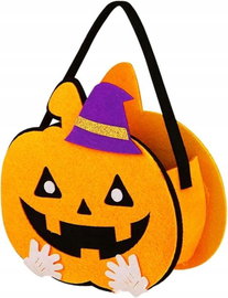 Torba na słodycze dla dzieci na halloween filcowa 23x17 cm pomarańczowa