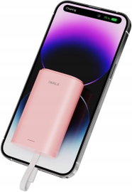 Powerbank iWalk 9000mAh z wbudowanym Kablem,USB-C różowy