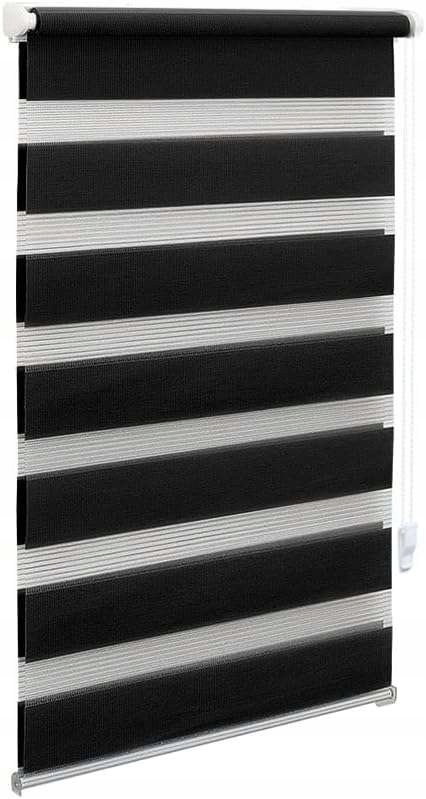 Roleta podwójna okienna dzień i noc bez wiercenia 90cmx150cmx86cm czarna