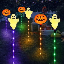 Lampki ogrodowe dekoracyjne na Halloween w kształcie dyni duchy 6szt 37cm
