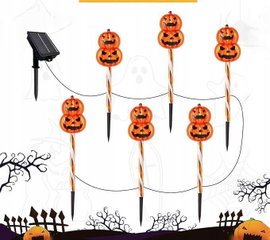 Lampki solarne do ogrodu dekoracja Halloween kształt dyni zestaw 6 szt.