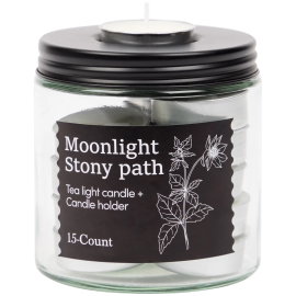 Świeczki tea light + świecznik w słoiku Moonlight Stony Path 15 szt