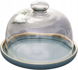 Patera na Ciasto Ceramiczny Talerz ze szklaną pokrywą Stojak 14,8cm