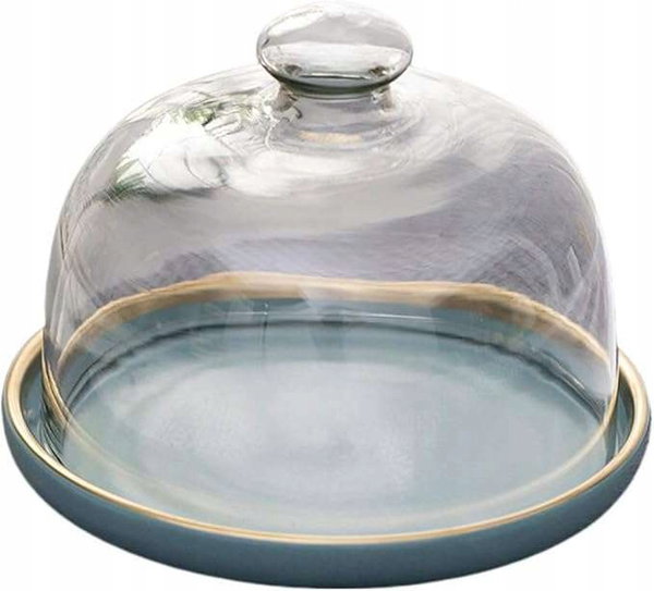 Patera na Ciasto Ceramiczny Talerz ze szklaną pokrywą Stojak 14,8cm