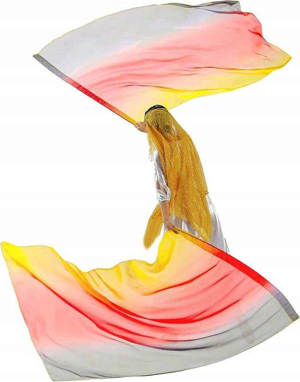 Wachlarze do tańca brzucha 140x90cm Kolor żółto-czerwono-czarny