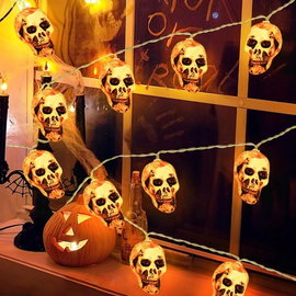 Lampki LED Halloween Czaszki 3m 20 diod na baterie dekoracja