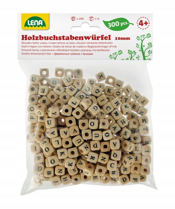 Drewniane kostki z literami Lena 300 sztuk