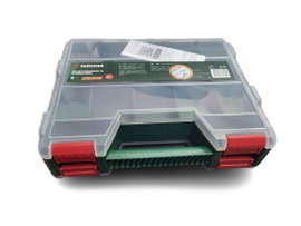 Dwustronny organizer 34 przegródki, 4 klipsy, 24 wkłady 32x27x8 cm Parkside