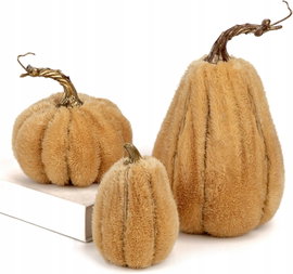 Dynie sztuczne pluszowe brązowe dekoracja na Halloween 3szt