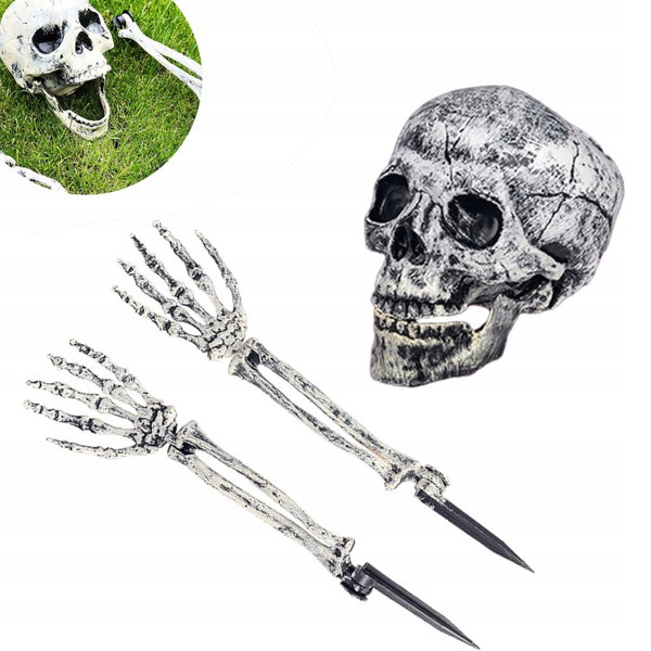 ZESTAW 3 KOŚCI SZKIELETA DEKORACJA KOŚCIOTRUP CZASZKA KOŚĆ HALLOWEEN