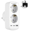 Adapter Podróżny ROOTOMA UK 2x Schuko 2x USB-C USB-A 3250W 13A Biały